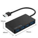 High Speed 4 Port USB Hub 3.0 Multi Splitter Expansion Desktop Black HUB