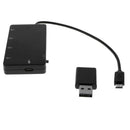 4 Port Micro USB OTG Hub Host Charging Cable Adapter Card Reader For Android