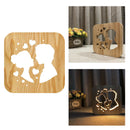 Creative Wooden Carving LED Desk Lamp USB Charging Port Night Light for Wedding