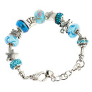 Fashion Women Shell Blue Crystal Glass Beads Chain Bangle Bracelet Wristband