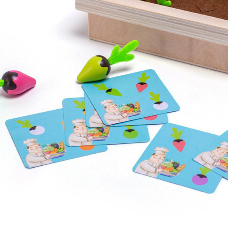 Wood Radish Farm Game Montessori Toys Puzzle Fun Chess Board Games Age 3+