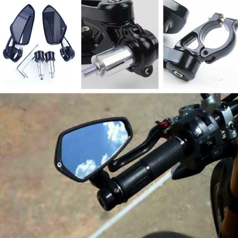 2 Pcs Motorcycle Rear View Handle Bar End Side Rearview Mirrors 7/8