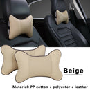 2pcs PU Leather Car Neck Pillow All Season Auto Neck Rest Universal (Beige)