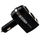 Black 2 Dual Socket Car Cigarette Charger / USB Port