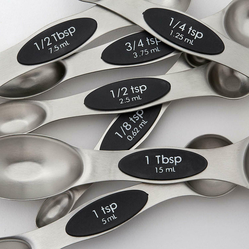 Chef Magnetic Measuring Spoons Set, Dual Sided, Stainless Steel, Fits in Sp I6M1