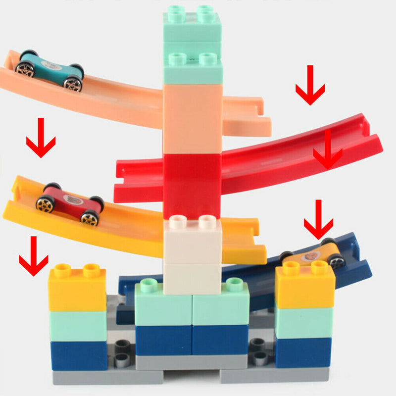 Car Racing Slide Track Building Blocks Children Educational Toys Random