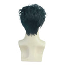 10'' Men's Short Wavy Curly Side Part Wig  Resistant Hair Full Wig Black