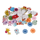 Pack of 50pcs Cartoon Wooden Buttons Sewing Embellishments Scrapbooking DIY