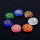 7pcs Chakra Engraved Symbols Stone Set Palm Stone Crystal Reiki Healing RouSEAU