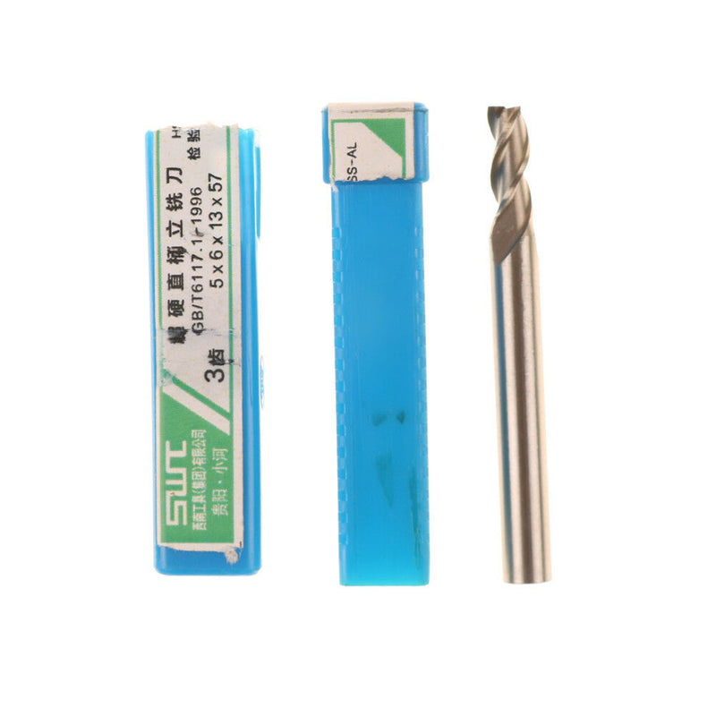 5*6*13*57mm 3 Flute HSS CNC End Mill Cutter Straight Shank Bit Extended JR