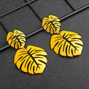 Exaggerated Bohemian Hollow Double Leaf Coconut Palm Leaf Big Beach Earring