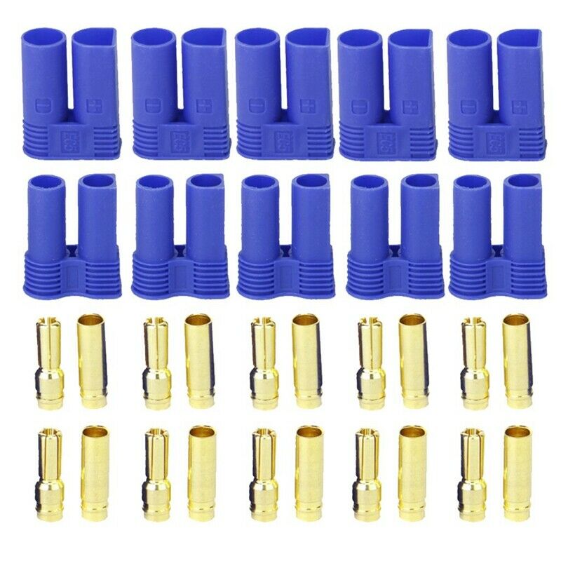 5 Pairs of EC5 Banana Plug Bullet Connector Female+Male for RC ESC LIPO Batt H6