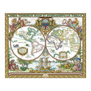 DIY Stamped Cross Stitch Kit Pre-printed Old World Map Pattern Christmas Gift