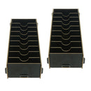 2 Pcs Wooden Desktop Business Card Storage Box Case 9 Compartments Black