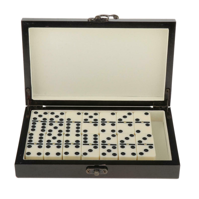 Retro Domino Set with Wooden Carry Case, Professional Travel Tournament Domino