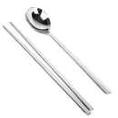 Set of 2 Reusable Metal Chopsticks - Stainless Steel Spiral Chopstick and Spoon