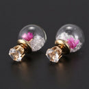 Korean Fashion Women Lady Elegant Rose Glass Ball Flower Rhinestone Stud Ea
