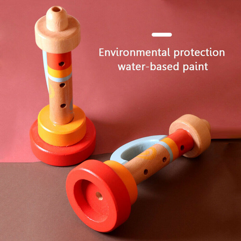Baby Wooden Vertical Whistle Trumpet Toys Kids Portable Montessori Instrument
