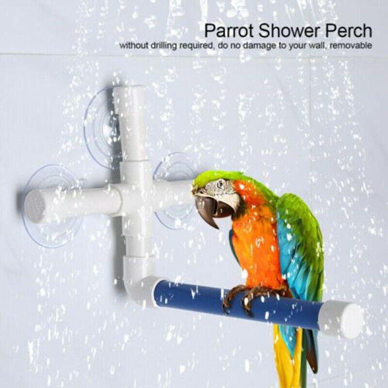 Bird Bath Perch Suction Cup Shower Stand for Bird Parrot Macaw Paw Bathi SPC