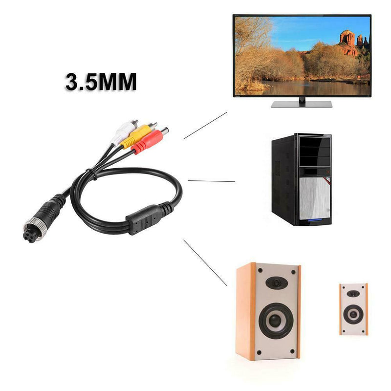 4P Aviation Head Female Plug to 2RCA Male DC Male Extension Adapter Cable