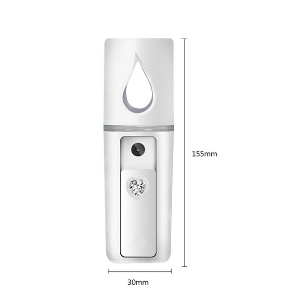 L2 Mini Nano Facial Mister with Top Mirror Handy Cool Mist Sprayer (White)