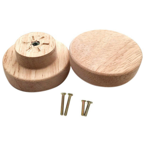 10X Home Accessory 50X25Mm Wooden Knob Wood Round Pull Knobs for Cabinet Dr C8R1