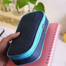 School Boy Pencil Case Bags Large Capacity Solid Color Box Pen Denim Canvas V0H1