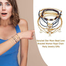 6pcs/set Star Moon Bead Love Bracelet Women Rope Chain Party Jewelry Gifts