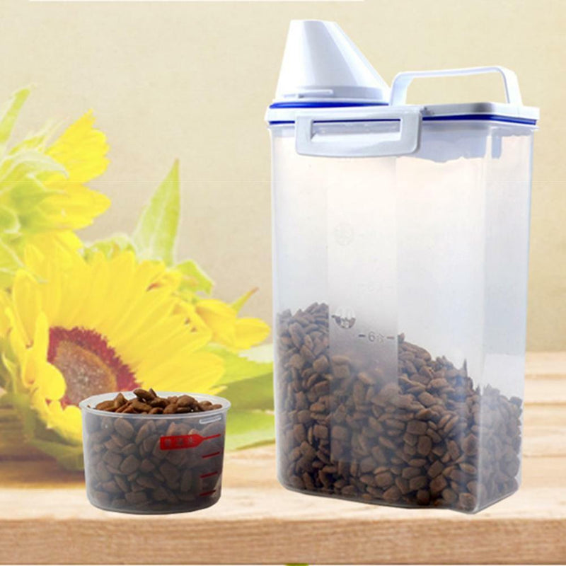 Stylish Pet Food Storage Barrel Container Dry Food Dispenser w/ Measuring Cup