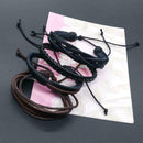 Vogue Leather Wrap Braided Wristband Cuff Punk Men Women Bracelet Bangle ZKR