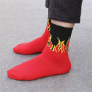 Stylish Mens Red Casual Cotton Fire Flame Hip Hop Socks Skateboard New best_,