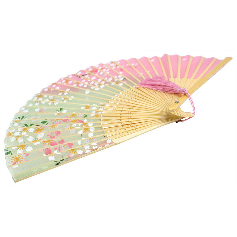 Japanese Chinese Bamboo Lace Cherry Blossom Folding Hand Fan Wedding Party B Gw