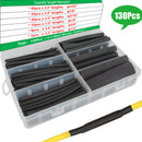130Pcs Glue Lined Heat Shrink Tubing 3:1 Dual Wall Adhesive Blcak Heatshrink