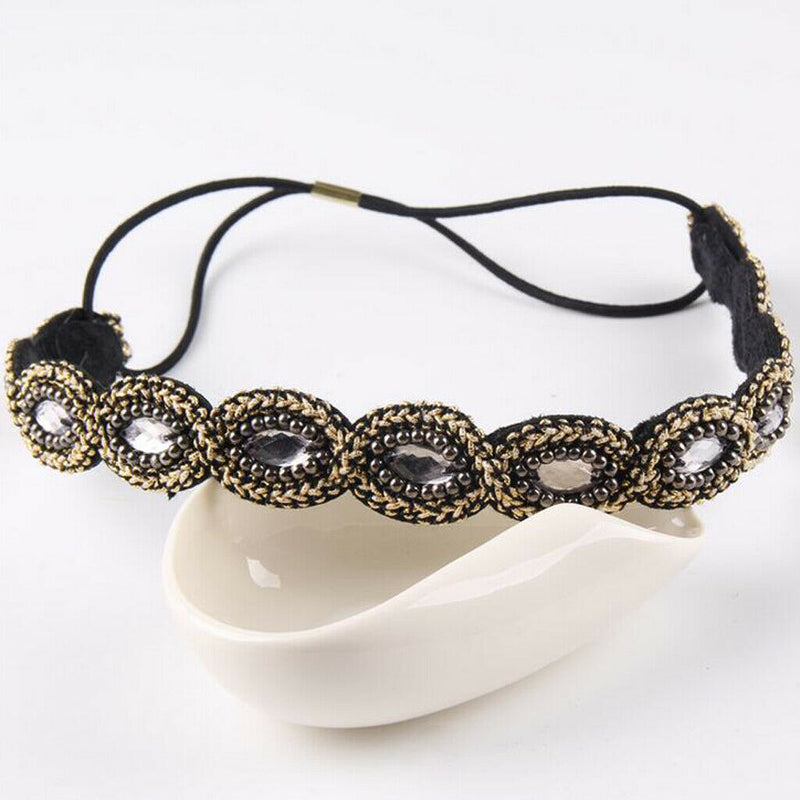 Retro 1920s  Applique Beads Headband Bride Girls Flapper Headpiece