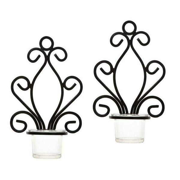 Set of Two, Iron Wall Sconce, Tea Light Candle Sconces, High. Perfect Gift  Y6M9
