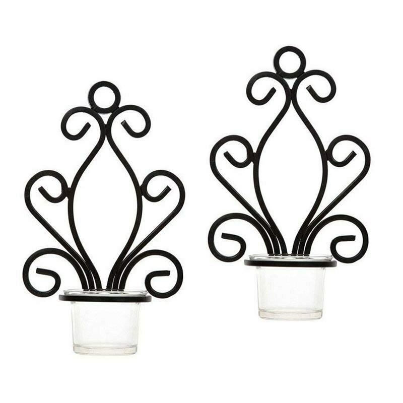Set of Two, Iron Wall Sconce, Tea Light Candle Sconces, High. Perfect Gift  Y6M9