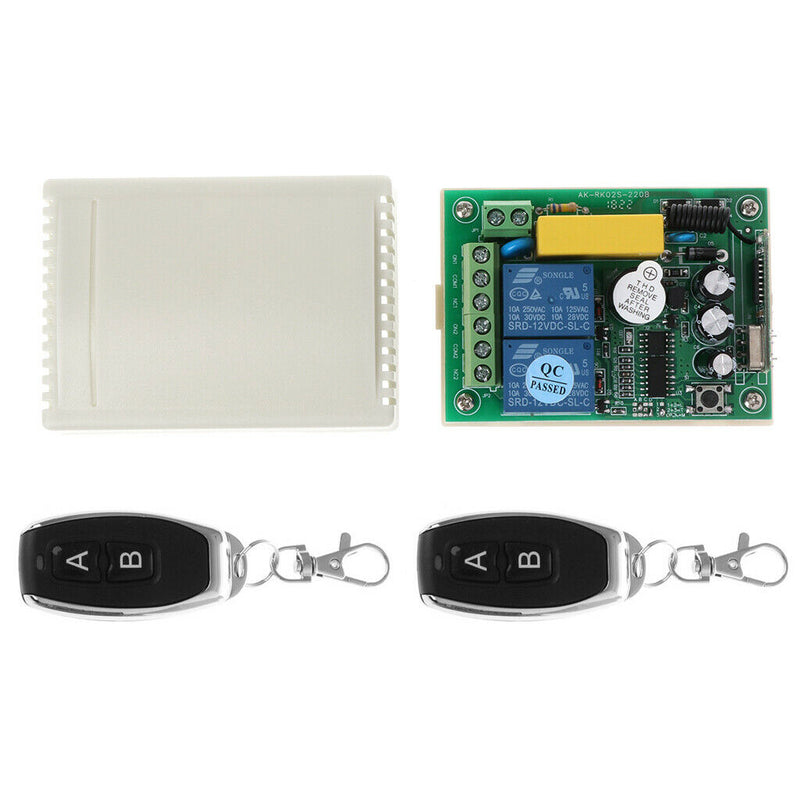 2Pcs AC 220V RF 433Mhz Wireless Remote Controls Switch 2CH Relay Receiver Module