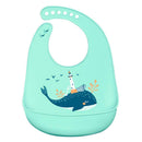 Cartoon Silicone Kids Bib Waterproof Baby Feeding Adjustable Apron (Green)