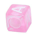 1000PCs Acrylic Spacer Beads Alphabet Letters Carved Square Pink 6mmx6mm