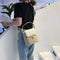 Straw Weave Women Bucket Handbags Summer Beach Totes Shoulder Bags (White)