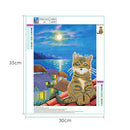 5D DIY Diamond Painting Cat Roof Night Cross Stitch Embroidery Mosaic Kit