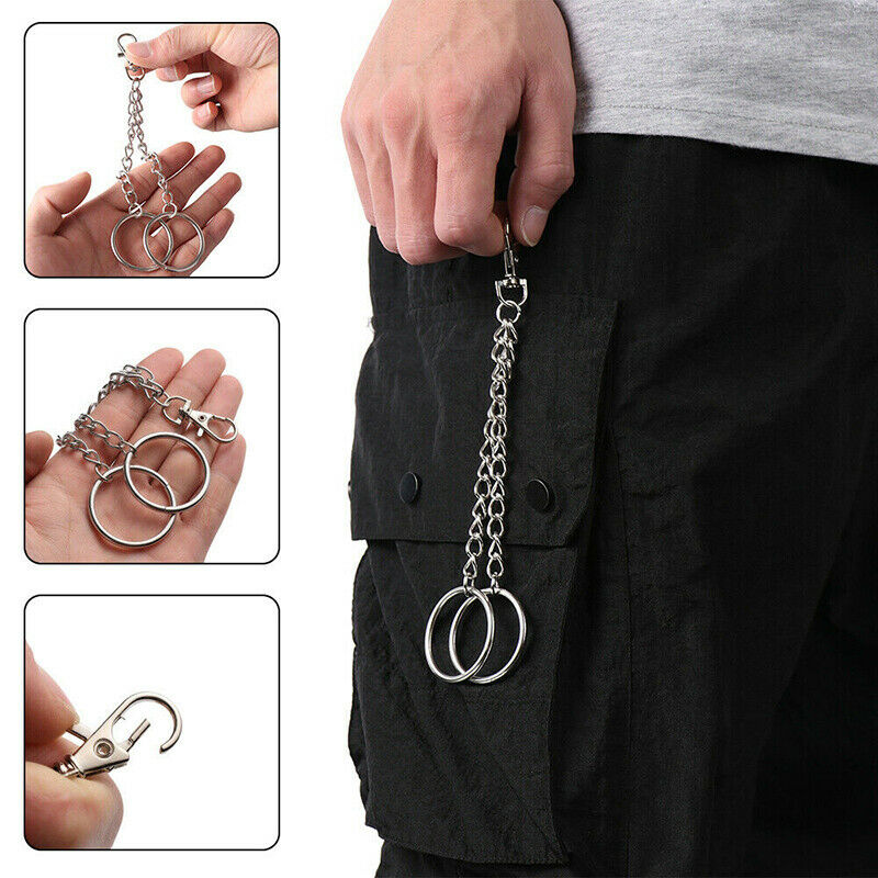 18cm Trousers Hipster Metal Hip Hop Jewelry Pants KeyChain Wallet Chain Belt  Bj