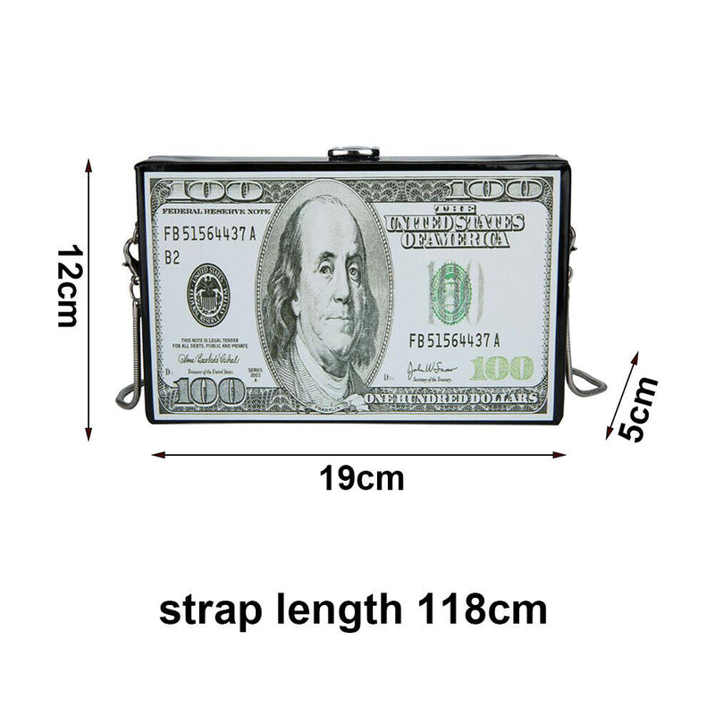 Dollar Pattern Clutch Crossbody Bag For Women Single Shoulder PVC Chain Purse