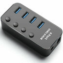Aluminum Alloy Multifunctional 4 Port USB 3.0 HUB Independent Switch LED In