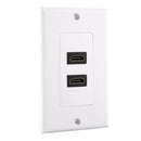 1/2 Port HDMI 2.0 Wall Face Plate Panel Cover Coupler Outlet Extender, White