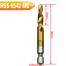 6PCS Hex Shank Titanium Plated Screw Thread Drill Bits Set Compound Tap M3 TUF