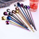 10 Pcs/Set Straw Spoon Reusable Stainless Steel Drinking Spoons Straw with BR6S7