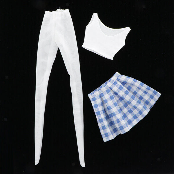 1/4 Blue Plaid Skirt + Vest + Stocking Suit For  DOD 43cm Dress Up