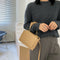 Handle Pleated Messenger Bag Women PU Solid Color Shoulder Handbags (Khaki)