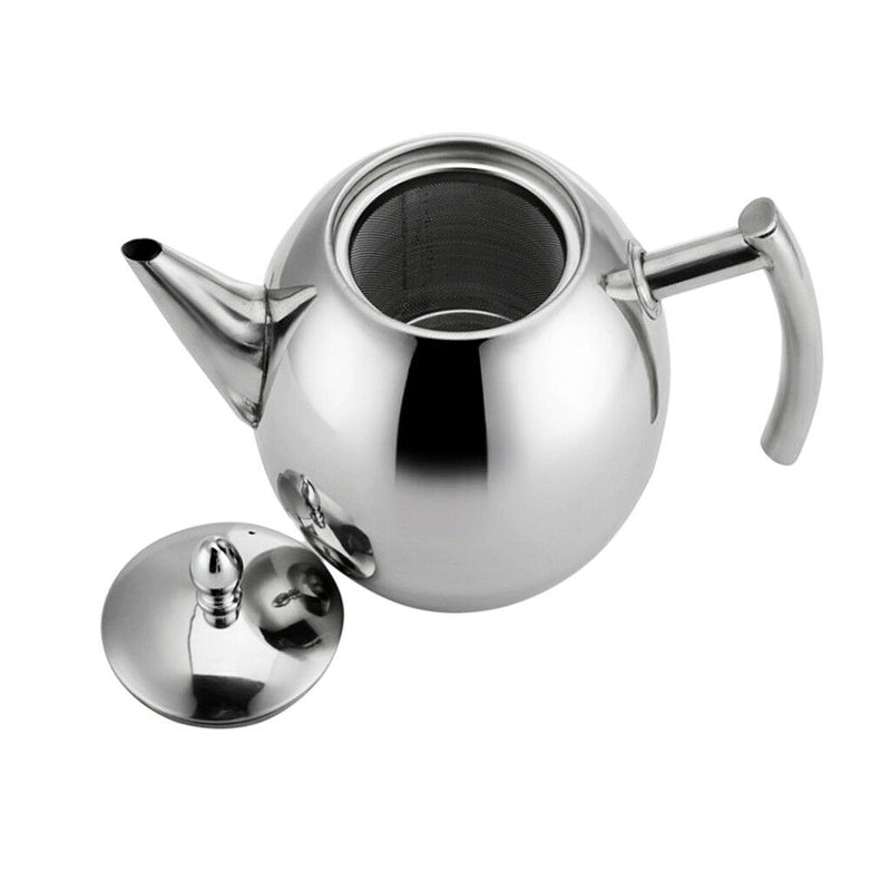 1.5L Stainless Steel Teapot Coffee Pot With Tea Leaf Strainer Infuser Filter